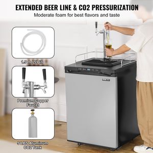 Dispensador de Cerveza de Grifo Doble, Kegerator de Tamaño Completo con Tanque de CO2 (Sin Gas), Bandeja Recolectora de Goteos, Riel de 23 Pulgadas - Product Image 4