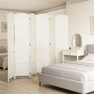 White 6-Foldable Privacy Screens & <b>Room</b> <b>Divider</b> - Product Image 1
