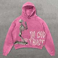 Sudaderas con Capucha Personalizadas de Invierno para Hombre, con Cuentas, Lavado Ácido, 100% Algodón, Forro Polar, Bordado, Estilo Urbano Desgastado