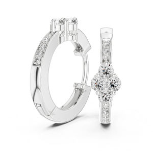 Boucles d'oreilles en or blanc 14 carats avec diamants de laboratoire ronds pour femmes |   Vêtements de soirée |   Nouveau diamant cultivé - Product Image 5