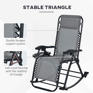 Juego de 2 sillas reclinables de gravedad cero grises con bandejas para tazas y soportes para teléfonos almohadas para la máxima relajación - Product Image 6