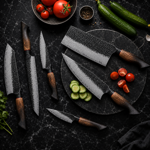Juego de Cuchillos de Cocina de Acero de Damasco Forjado a Mano, 6 Piezas, Mango de Madera de Fresno, Hoja Recta, 67 Capas - Product Image 2