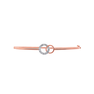 Pulsera de Lujo Chapada en Oro Rosa con Doble Círculo y Circonitas para Mujer |   Brazalete Redondo Minimalista con Eslabones Entrelazados |   Elegante Joyería de Moda para Regalo - Product Image 1
