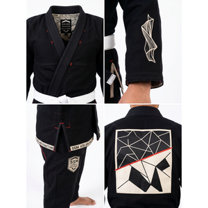 Conjunto de Camiseta de Jiu Jitsu Brasileño Personalizable de 380 GSM con Tejido Perla Premium OEM para Hombre con Bordado de Patrón Sólido - Product Image 4
