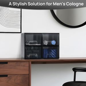 <b>Small</b> Stackable Storage <b>Drawers</b>-Black Plastic Organizer for Cologne Vanity Office Desk Bathroom - Product Image 3