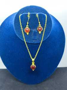 Conjunto de Joyería de Piedra Verde de Diseño con Collar y Pendientes a Juego, Accesorios de Moda para Mujer - Product Image 3