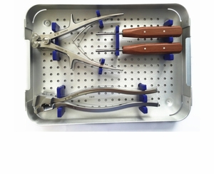 Ensemble d'instruments chirurgicaux orthopédiques de base, certifié ISO13485, classe II, plateau perforé en métal, certifié CE, usage hospitalier - Product Image 3