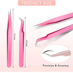 MAHFOOZ INSTRUMENTS Pinces à épiler de précision antistatiques en acier inoxydable de haute qualité pour extensions de cils, droites et courbées - Product Image 4