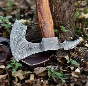 Hache Viking en Acier Damas Forgé à la Main, Vente Directe d'Usine, Idéale pour le Camping et la Survie en Extérieur, avec Étui en Cuir – Meilleure Vente - Product Image 3