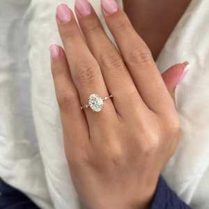 3 CT Oval Lab Grown Diamond Engagement <b>Ring</b> | Elongated Thin <b>Dainty</b> <b>Ring</b> with Side Stones IGI Certified - Product Image 1