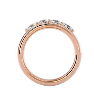 Bague en argent sterling de qualité export, or rose, quatre pierres, moissanite, diamant taille brillant rond, pour cadeaux d'anniversaire - Product Image 1