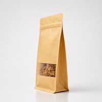 Sachet d'emballage en papier kraft imprimé sur mesure, pochette verticale avec fenêtre transparente et fermeture éclair refermable pour noix et snacks