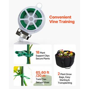 Set di 4 tralicci per cetrioli da giardino, 90 cm, in metallo con rivestimento antiruggine, supporto per piante rampicanti in aiuole rialzate, spessore 5 mm - Product Image 5