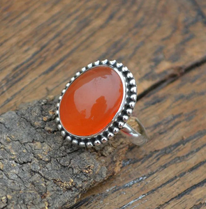 Carnelian Gemstone <b>Ring</b> 925 <b>Silver</b> Handmade <b>Statement</b> handmade <b>Ring</b> for Women Birthday Anniversary Gift <b>Ring</b> For Her - Product Image 1