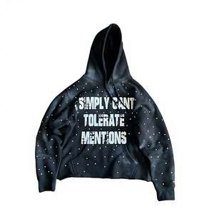 Sudadera con capucha metálica con tachuelas y pedrería para hombre y mujer 2026, verde taupe, oversize, con hombros con púas, estilo urbano, top tipo jersey - Product Image 6