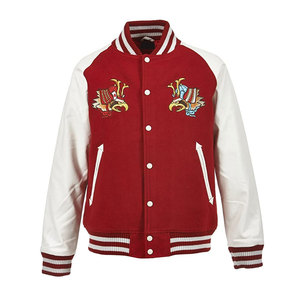 Veste universitaire rouge et blanche pour homme, logo d'aigle brodé, style preppy, col rabattu, coupe classique, vêtement d'automne - Product Image 4