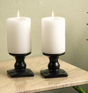 Portavelas de Vidrio Cilíndrico con Base Negra para Decoración del Hogar - Product Image 2