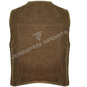 Gilet de motard en cuir nubuck de vachette personnalisé et élégant pour homme, imperméable, en toile de bonne qualité, vente chaude - Product Image 5