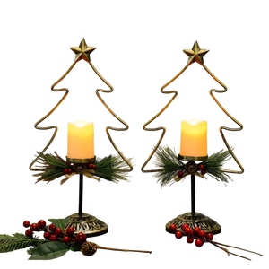 Juego de 2 Portavelas de Latón para Árbol de Navidad, sin Llama, para Velas de Té, Decoración del Hogar, Portavelas Cónicos - Product Image 1