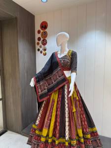 Lehenga Choli Tradicional India con Estampado Digital, Vestido Étnico de Algodón Largo hasta el Suelo para Mujer, Ropa de Boda, Corte Holgado - Product Image 4