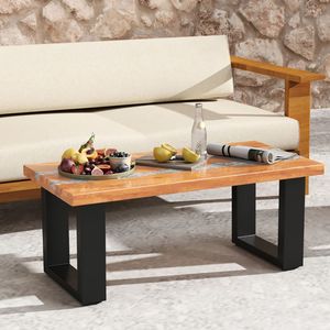 1PC Teak Wood Patio <b>Table</b> with River Feel <b>Epoxy</b> Tabletop Elegant Outdoor Furniture Series - Product Image 6