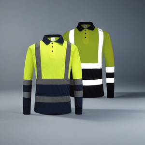 Camiseta polo de alta visibilidad, camiseta polo reflectante de manga corta, poliéster de secado rápido, ropa de trabajo de seguridad naranja fluorescente - Product Image 3