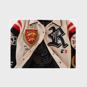 OEM Wholesale High Quality Plus Size Wool Varsity <b>Jacket</b> Custom Letterman Baseball Bomber Embroidery Windbreaker Leather Stand - Product Image 3
