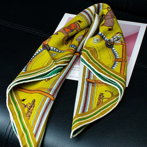Pañuelo cuadrado de seda de lujo de 65 cm con diseño de elefante, jirafa y cebra, pañuelo de marca para mujer, bandana, diadema, hiyab de moda, pañuelo para el cuello - Product Image 1