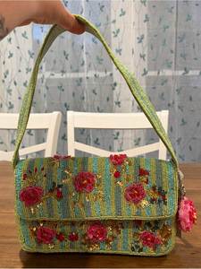Sac de soirée élégant brodé et perlé pour femme, sac à bandoulière brodé floral perlé - Product Image 5