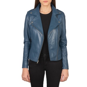 Chaqueta de Cuero Azul Rey para Mujer, Precio al por Mayor, Manga Larga, Cierre de Cremallera, Colores Personalizados, Estilo Más Reciente - Product Image 1