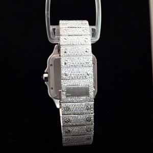 Reloj de lujo con diamantes blancos, brazalete con pavé de diamantes, esfera en oro rosa, automático, estilo hip hop para hombre. - Product Image 3