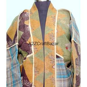 Veste à col roulé boutonnée en coton 100% pur, écologique, respirante, à séchage rapide, réversible, tricotée, vintage, faite à la main, pour femmes, printemps - Product Image 3