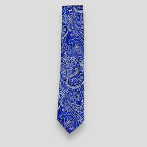Corbata Azul y Blanca con Diseño Paisley para Hombre |   Corbata Elegante Tejida para Uso Formal, Negocios, Bodas y Oficina |   Accesorio de Moda Elegante de la India - Product Image 1