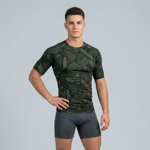 Custom Mens Workout Compression <b>Shirt</b> Half Sleeve Activewear Fitness Athletic Running Sports Top - Product Image 1