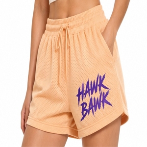 Shorts en maille pour femmes, légers, décontractés, avec cordon de serrage, coupe ample, style sportif, style d'été léger, vêtements d'été pour femmes - Product Image 1