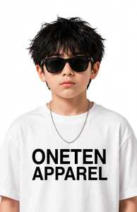 ONETEN APPAREL Kids White Crewneck T-<b>Shirt</b> Black <b>Flame</b> Joggers Streetwear Set Loose Fit Summer Cotton Outfit Boys Children - Product Image 6