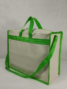Large Canvas <b>Tote</b> <b>Bag</b> with <b>Zipper</b> Closure Green Rope Handles Adjustable Shoulder Strap Reusable Shopping Carry <b>Bag</b> - Product Image 4