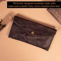 Dompet Amplop Uang Kulit Asli Mewah Portabel Desain Ramping Warna Logo Kustom Perlindungan Berkualitas Tinggi dan Tahan Lama