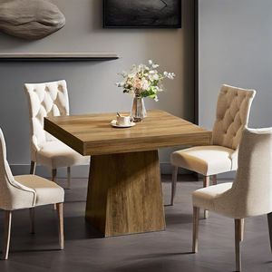 Farmhouse Style 31.5 Inch Small <b>Kitchen</b> <b>Table</b> <b>Square</b> Dining <b>Table</b> for 4 with Sturdy Pedestal Base - Product Image 6