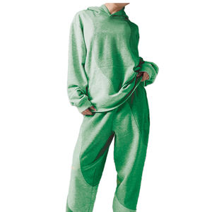 เสื้อมีฮู้ดโอเวอร์ไซส์ผ้าประกบแนวสปอร์ตสำหรับผู้หญิงสวมใส่สบาย - Product Image 2