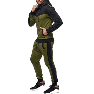 Conjunto Deportivo con Capucha para Hombre, Color Rojo y Negro, Bloques de Color, Manga Larga, Cordón Ajustable, Ropa Deportiva de Otoño, Transpirable, 100% Algodón Felpa - Product Image 5