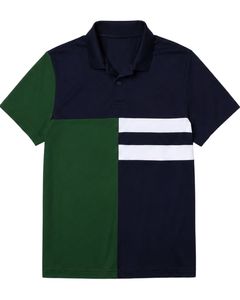 Camiseta Polo Personalizada Azul Marino y Verde para Hombre, Manga Corta, Informal, Deportiva, para Golf, Transpirable, Diseño de Bloques de Color para Verano - Product Image 1