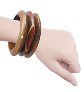 Brazaletes de Madera Hechos a Mano, Duraderos y de Lujo, Diseños Delgados y Gruesos, Incrustaciones de Latón Talladas a Mano, Múltiples Formas, Color Madera Natural, Artesanía Premium - Product Image 1