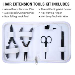 Kit d'outils pour extensions capillaires : Pince à micro-perles, ciseaux à boucle avec fil pour l'application de micro-perles - Product Image 1