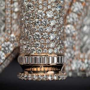 Pendentif Prénom Vertical Personnalisé en Argent Plaqué Or Rose avec Moissanite Taille Baguette Mixte et Mosaïque 3 Lettres - Product Image 3