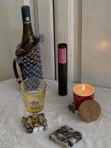 Calacatta Viola Marble Square Coaster Set With Handmade Natural Stone Finish For Luxury Home Decor Coffee <b>Table</b> <b>Protection</b> - Product Image 5