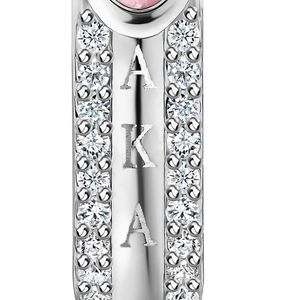 Pendientes de Aro de Cristal Rosa Plateado con Detalle de Letra Vertical y Acento de Diamantes de Imitación Transparentes, Joyería Elegante para Mujer - Product Image 2