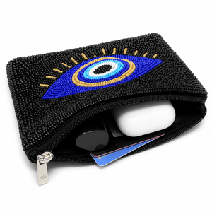 Monedero de Lujo Hecho a Mano con Cuentas de Cristal Ojo Turco Azul, Cartera con Cremallera Nazar, Amuleto de la Suerte, Regalo, OEM, ODM, Venta al por Mayor - Product Image 2