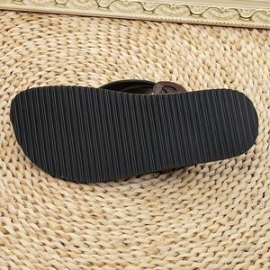 B&S Slippers – Sandales d'été en cuir véritable pour hommes, broderie géométrique, bout ouvert, respirantes, légères et confortables - Product Image 2