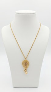 DIVYORO Gold Plated Classic Women's FILIGREE TEAR DROP PENDANT <b>CHAIN</b> - Product Image 1